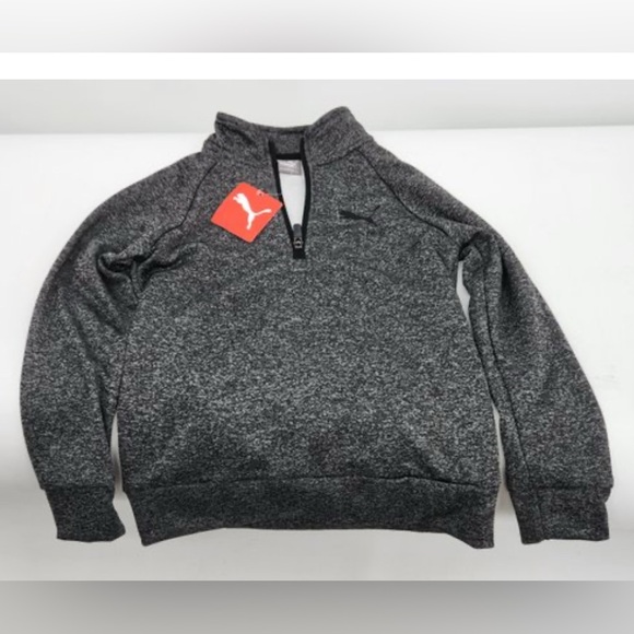 Puma Youth Gray Long Sleeve Sweatshirt Kids Pullover Logo Athletic Casual - Picture 1 of 4